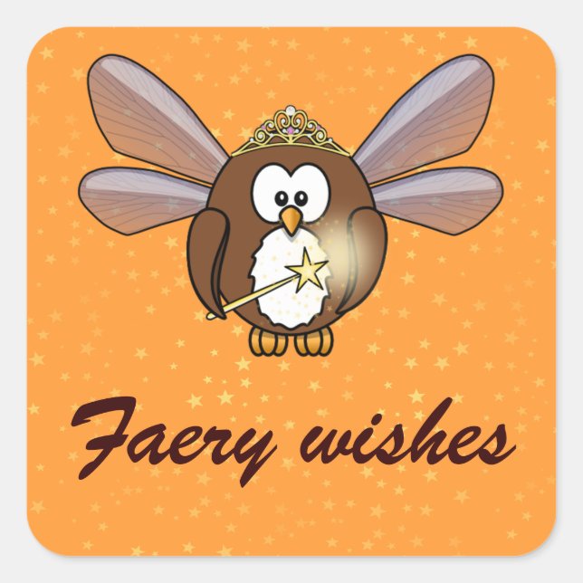 faery owl square sticker (Front)