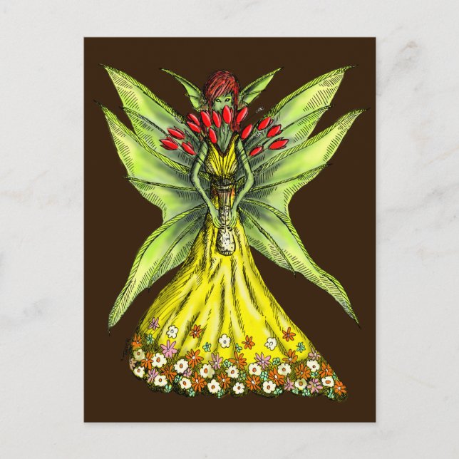 Faery with Flower Bouquet Postcard (Front)