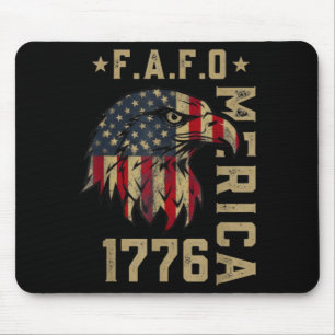 Fafo 1776 merica bald eagle american flag vintage mouse pad