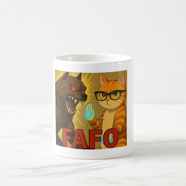FAFO – Small Cat, Big Attitude Coffee Mug (Center)