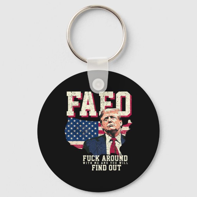 Fafo Trump Us American Map Flag  Keychain (Front)