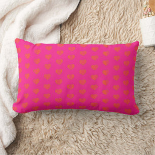 Fahion Hot Pink Heart Pattern Lumbar Pillow