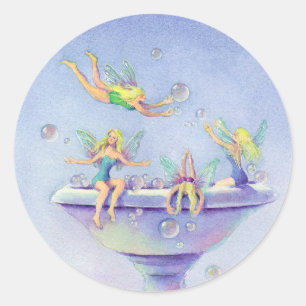 FAIERIES BUBBLE BATH by SHARON SHARPE Classic Round Sticker