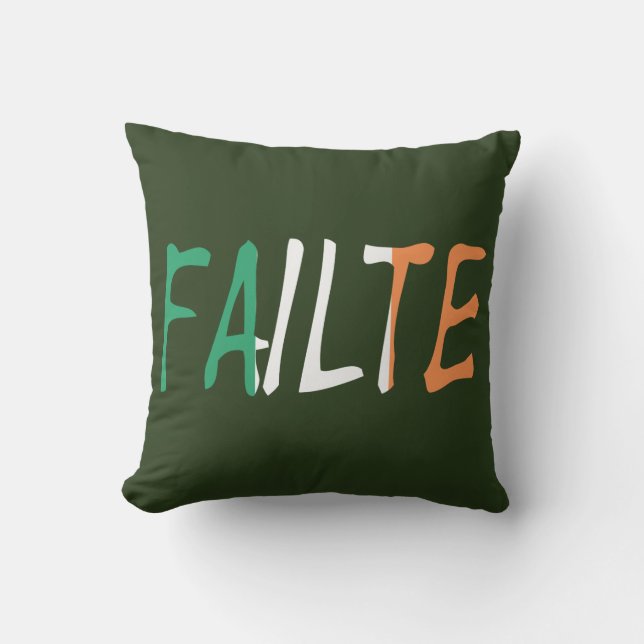 Failte on Irish Flag tpcnt Outdoor Pillow (Front)