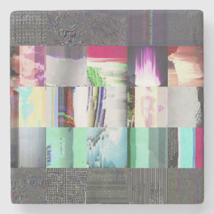 Failure to Load Dark Glitch Art Abstract Grid Stone Coaster