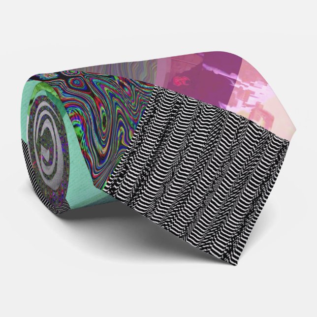 Failure to Load Dark Glitch Art Abstract Grid Tie (Rolled)