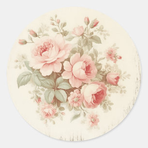 Faint Pink Glimmers Shabby Chic Classic Round Sticker