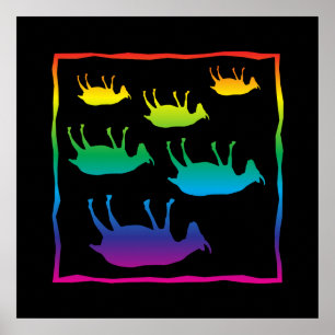 Fainting Goats Rainbow Poster