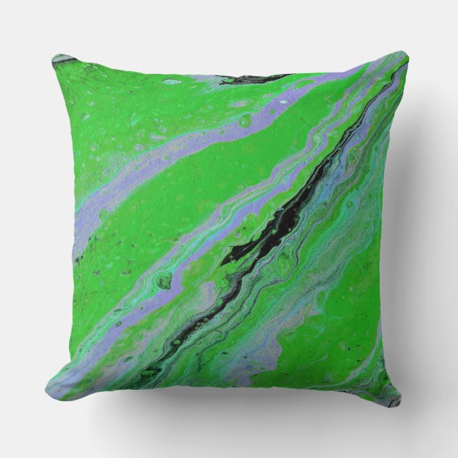 Fair Game 3 Green Lilac Striped Abstract Pillow (Front)