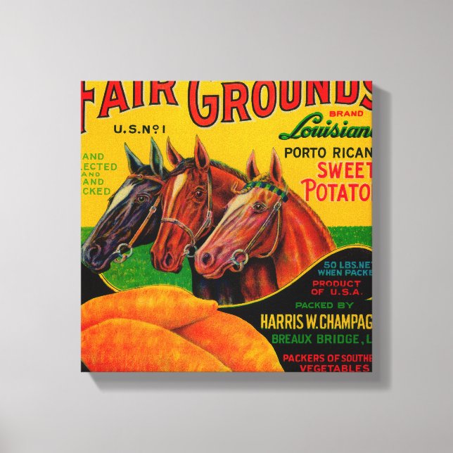 Fair Grounds Yam LabelBreaux Bridge, LA Canvas Print (Front)