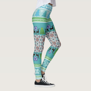 Fair isle blue leggings