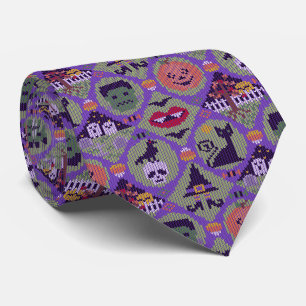 Fair Isle Cute Halloween Knitted Sweater Pattern Tie