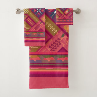 Fair isle design  bath towel set