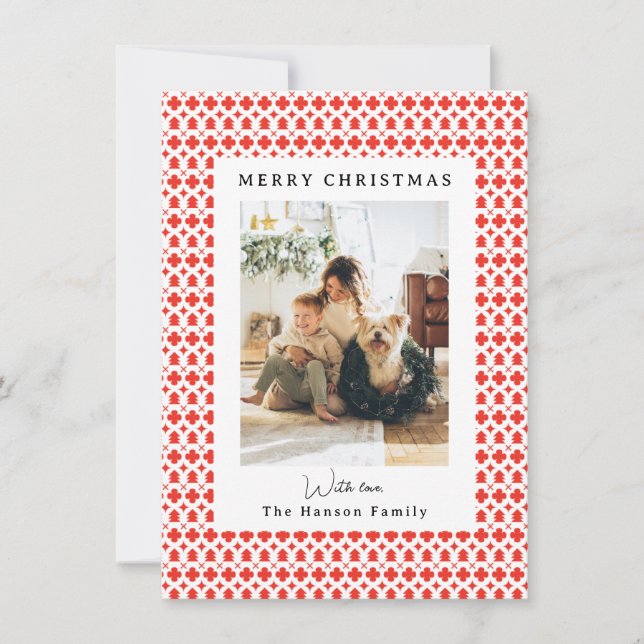 Fair Isle Festive Sweater Pattern Photo Card (Front)