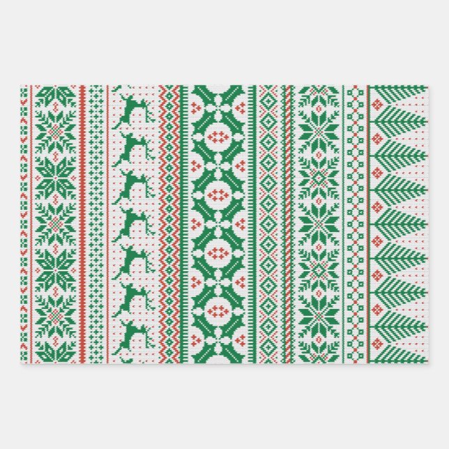 Fair Isle Knit Sweater Wrapping Paper Sheet (Front)