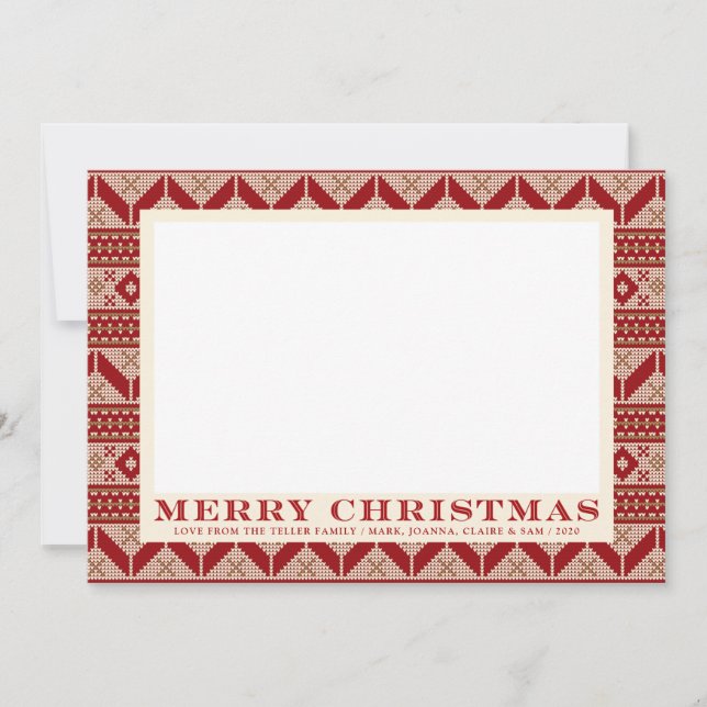 Fair Isle Knitted Sweater Pattern Christmas Card (Front)