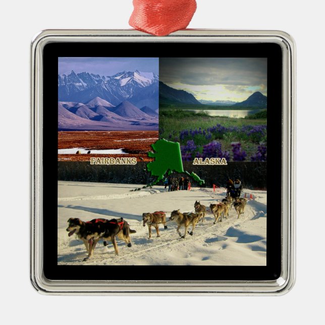 Fairbanks, Alaska Collage Metal Ornament (Front)