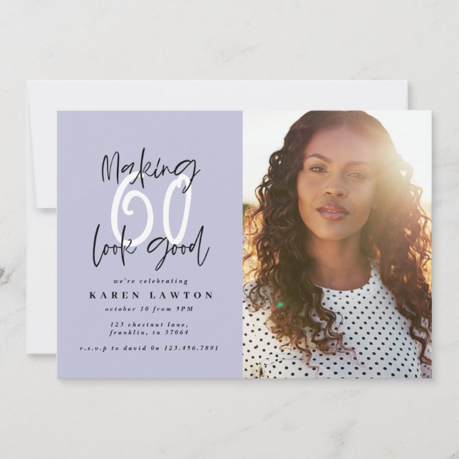 Faire 60 belle invitation d'anniversaire photo (Devant)