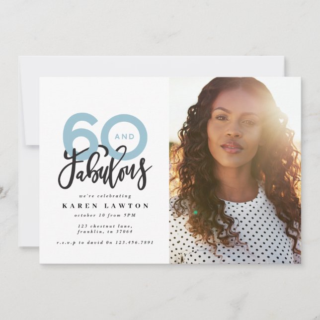 Faire 60 belle invitation d'anniversaire photo (Devant)