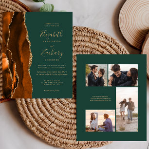 Faire carte de mariage Budget Rust Agate Vert 4-Ph
