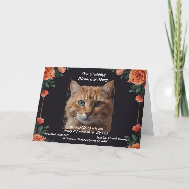 Faire carte de mariage Élégance de chat (Devant)