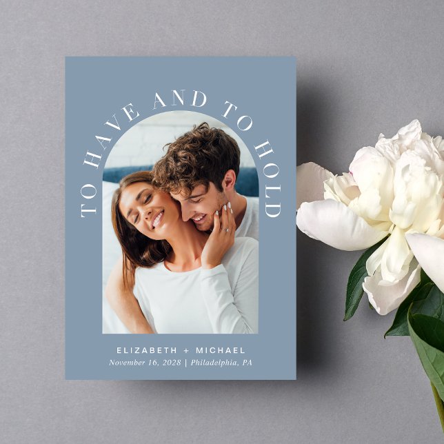 Faire Carte de Mariage Elegant Arch Photo QR Code  (Celebrate your love story with an invitation showcasing your favorite photo in an elegant arch frame)