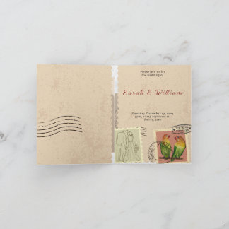Faire carte de mariage vintage avec timbre