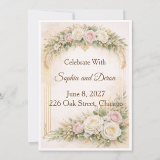 Faire carte d'invitation de mariage à arche floral