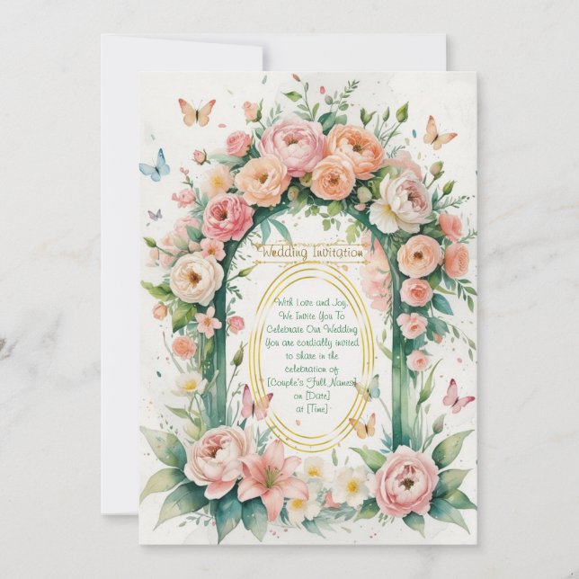 "Faire carte d'invitation de mariage à couronne fl (Devant)