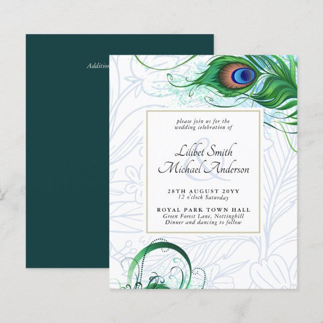Faire carte d'invitation de mariage à PLUME DE PAO (Devant / Derrière)