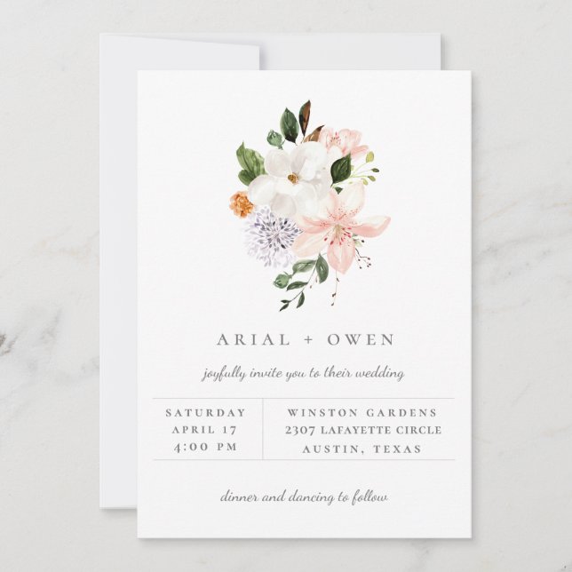 Faire carte d'invitation de mariage avec bouquet f (Devant)