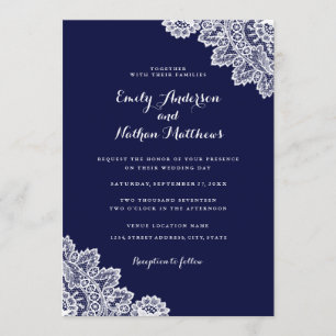 Faire carte d'invitation de mariage en dentelle bl