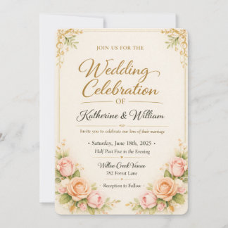 Faire carte d'invitation de mariage Floral orange