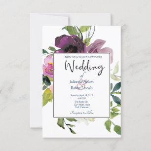 Faire carte d'invitation de mariage florale rose e