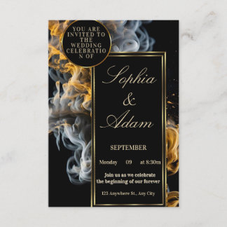 Faire carte d'invitation de mariage noir et or
