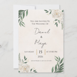 Faire carte d'invitation de mariage Rose blanche 5