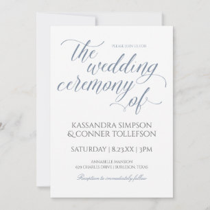 Faire Cartes d'Invitation de Mariage Bleu Poussiér