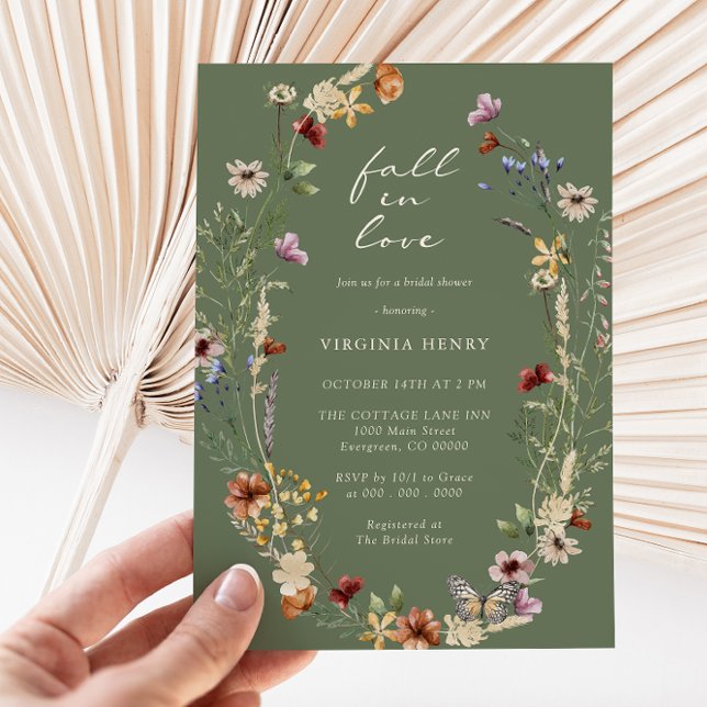Faire Connaissance Boho Invitation de Fête de Mari (Fall In Love Boho Bridal Shower Invitation
)