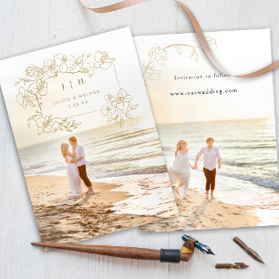 Faire dessin à l'or floral Save the Date