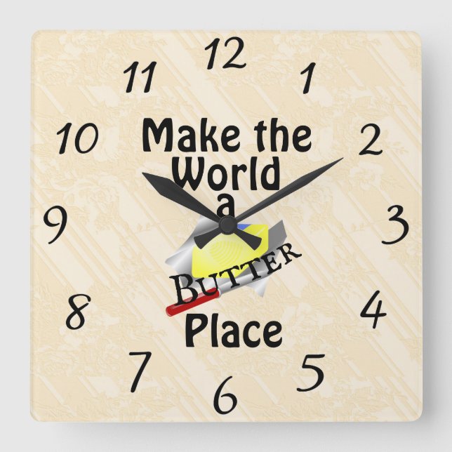 Faire du monde un Butter Place Wall Horloge (Recto)