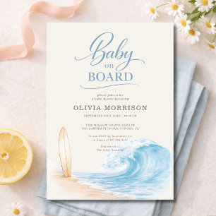 Faire du Surf avec Bébé à Bord Invitation Baby Sho