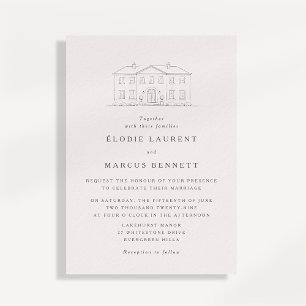 Faire esquisse de lieu en beige pour invitation de
