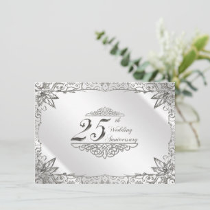 Faire Fleurir Argent Invitation 25e Anniversaire d