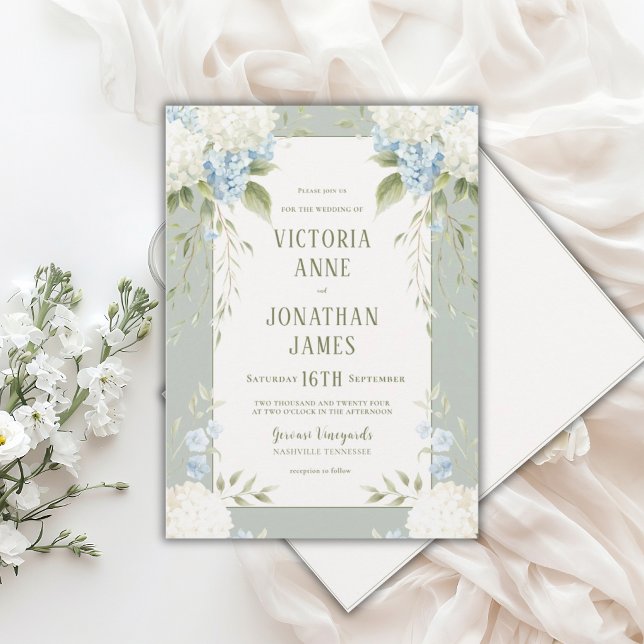 Faire hydrangeas blanches Invitation de mariage fl (Créateur téléchargé)
