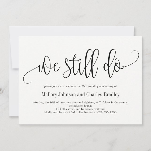 Faire invitation anniversaire de mariage en callig (Devant)