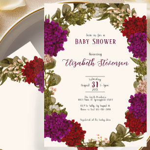 Faire invitation de baby shower florale aux couleu