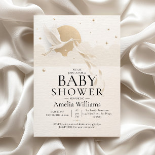 Faire invitation de baby shower neutre cigogne