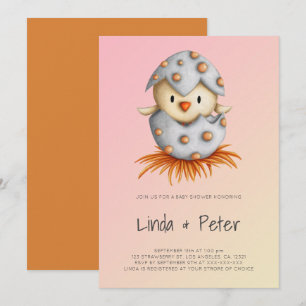 Faire invitation de Baby Shower Oiseau Rose Élégan
