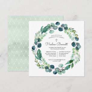 Faire invitation de baptême à l'eucalyptus élégant