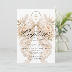 Faire invitation de baptême avec noeud floral et p
